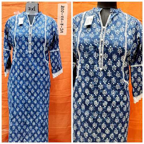 Modern Style Handloom Fabric Ethnic Kurti With 3-4Th Sleeves