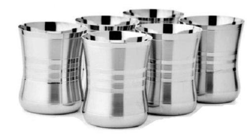 Stainless Steel Tableware And Drinkware Tumbler Drinking Glasses Set - 6 Pieces, Polished Finish, Silver Color, 1.2mm Thickness, Rust-Free and Dishwasher Safe