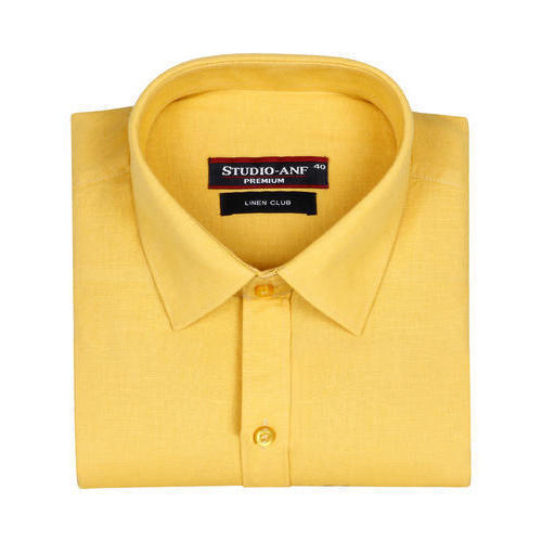 Mens Hypoallergenic Breathable And Highly Absorbent Plain Yellow Cotton Shirt