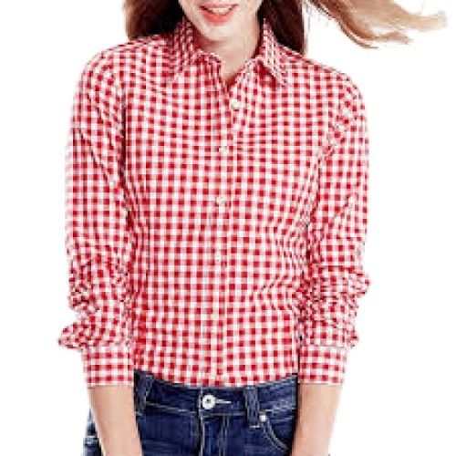 Ladies Checked Full Sleeve Breathable Casual Wear Red With White Cotton Shirt Chest Size: 33 Inch