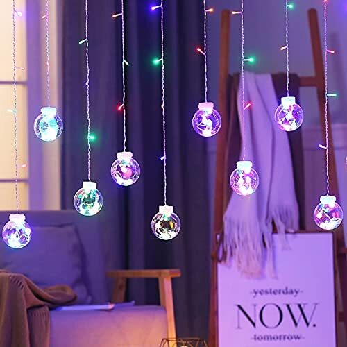 Multicolor  X4Cart Wish Ball Curtains String Window Curtain Lights 12 Ball 114 Led, 8 Mode, 3 Meter For Indoor Outdoor Decoration Diwali, Christmas, Festivals (6+6 Wish Ball, Multicolor)
