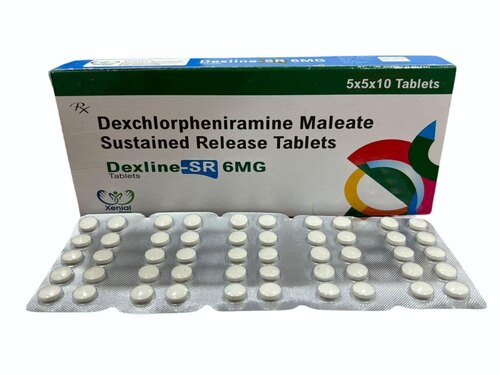 Dexchlorpheniramine Maleate Sustained Release Tablets - 6 Mg, 10 Tablets Per Strip | Antihistaminic Medication, Effective For Allergic Reactions, 24 Months Expiration, Store In Cool And Dry Place