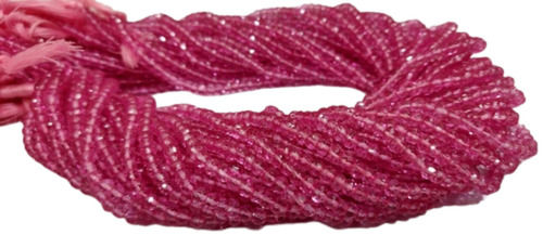 Stone Natural Pink Topaz Rondelle Faceted Beads - (3.5Mm-4Mm)