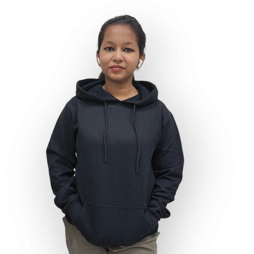 Black Cotton Fleece Hoodies