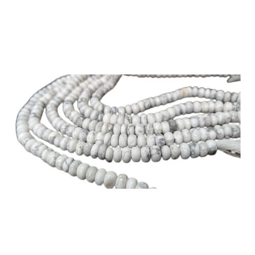 Natural Howlite White Rondelle Plain 8mm Beads 8 Inches Long