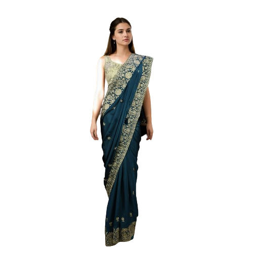 Majestic Peacock Blue Elegance Saree Rental Service