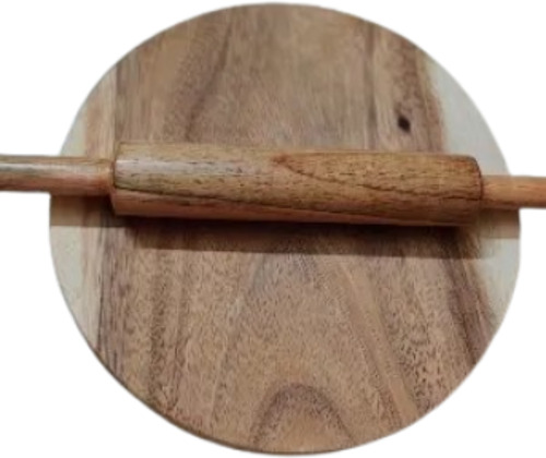 Wooden Chakla - Lightweight, Standard Size, 5 cm Thickness, Round Shape , Easy to Use, Portable, Brown Color, 500 g Weight