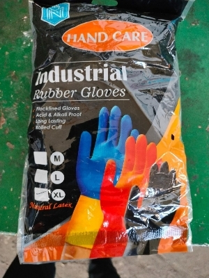 Handcare Rubber Gloves - Rubber Material, All Sizes, Yellow Color | Acid And Alkali Proof, Non-Slip Grip, Plain Pattern, Unisex Design