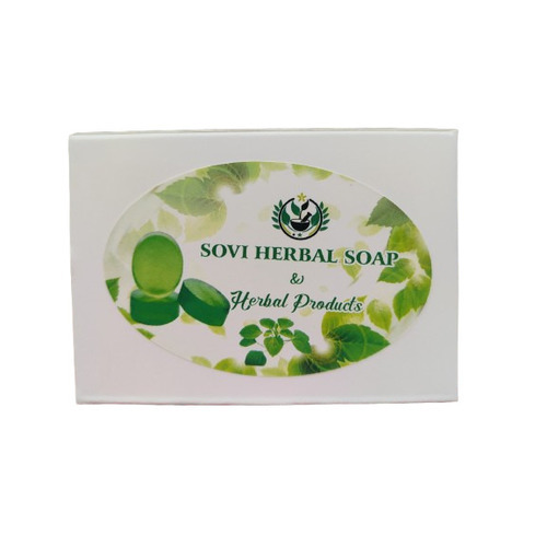 Sovi Herbal Kuppaimeni Soap - Glycerin Infused Bath Bar Green Color | Treats Acne & Pimples Brightens Skin Fights Infections Gentle and Chemical Free