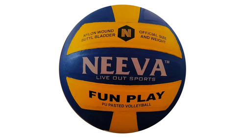Neeva Funplay Volleyball - PU Leather, 18 Panel, Yellow & Blue | Long Lasting Durability, Weighs 260g, Optimum Grade Quality