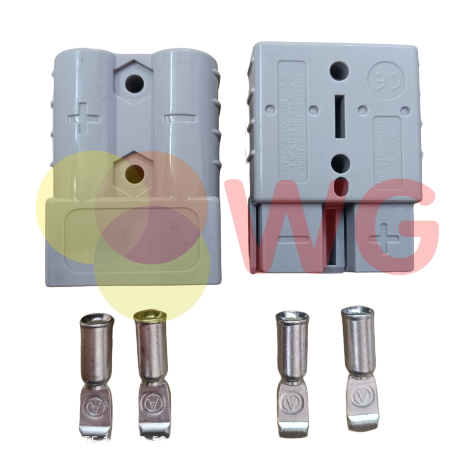 50A H/D Ev Charging Connector Set - Color: Grey