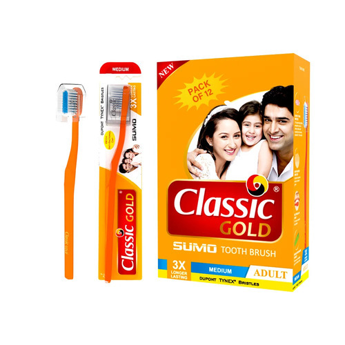 Classic Gold Sumo Medium Adult Toothbrush - Color: Yellow