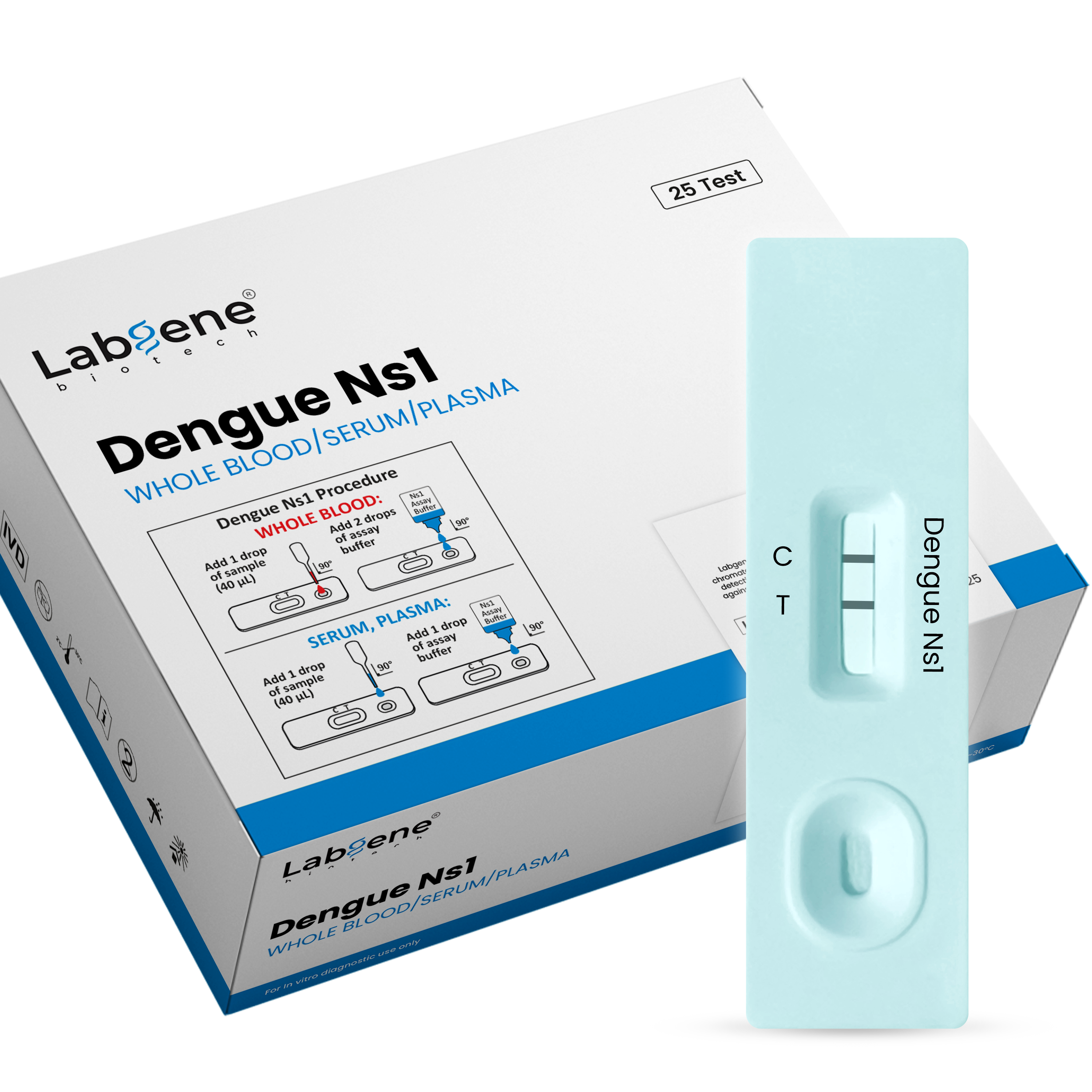 Labgene Dengue Ns1 Rapid Test Kit 25 Test Kit Pack - Accuracy: 100  %