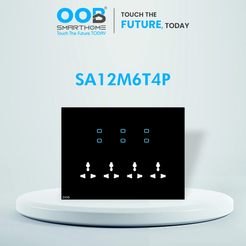 Nubee Home Automation Touch Switch Sapphire Series Sa12M6T4P - Color: Black & White