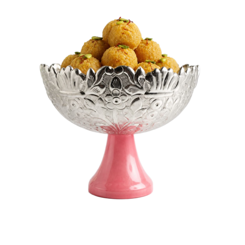 Elegant Silver Finish Fruit Bowl With Resin Base - Handle Type: Without Handle