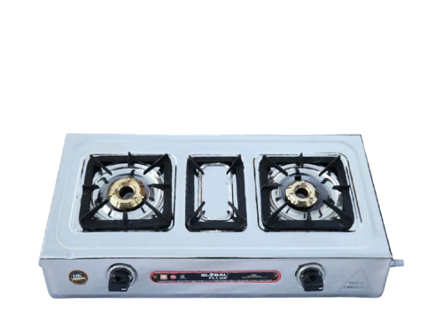 Global Flame 6217 Super Stainless Steel 2 Burner Gas Stove - Gas Type: Lpg