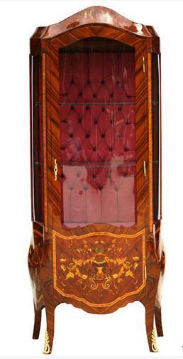Classy Louis XV 'Bombe' Vitrine style Marquetry with Bronze