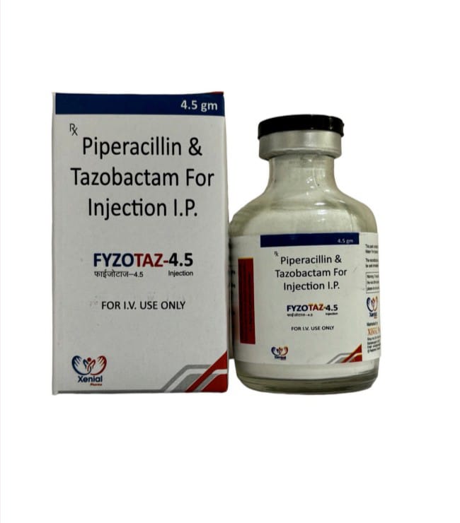 Fyzotaz 4.5 - Piperacillin and Tazobactam Injection | Liquid Formulation, 24 Months Expiration, General Medicine Type, Effective Against Bacterial Infections, Store in Cool and Dry Place