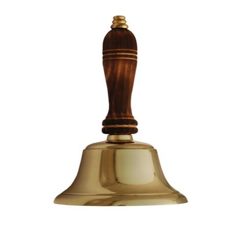 Brass Hand Bell With Wooden Handle - Color: Golden & Brown