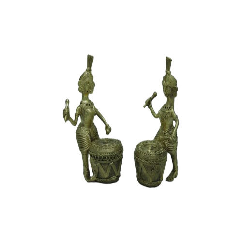 Traditional Dhokra Art Brass Metal Handicraft Tribal Pair