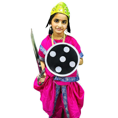 2 Piece Set Fancy Marathi Saree Dress Costume For Kids