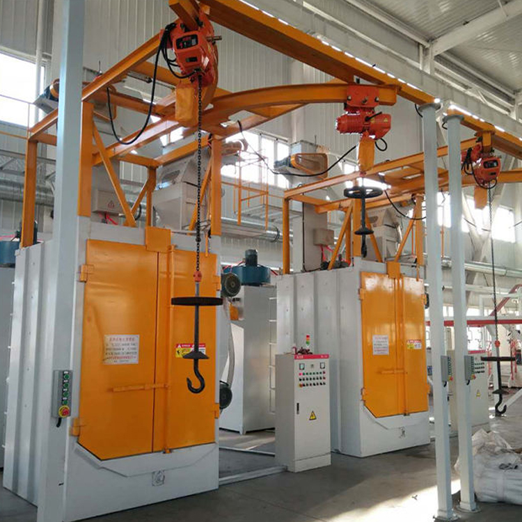 Spinner Hanger Type Shot Blasting Machine - Blue Electric Powered Semi-Automatic Processing | Versatile for Delicate Parts Includes Hoist Blast Wheel Recycle Unit Dust Collector