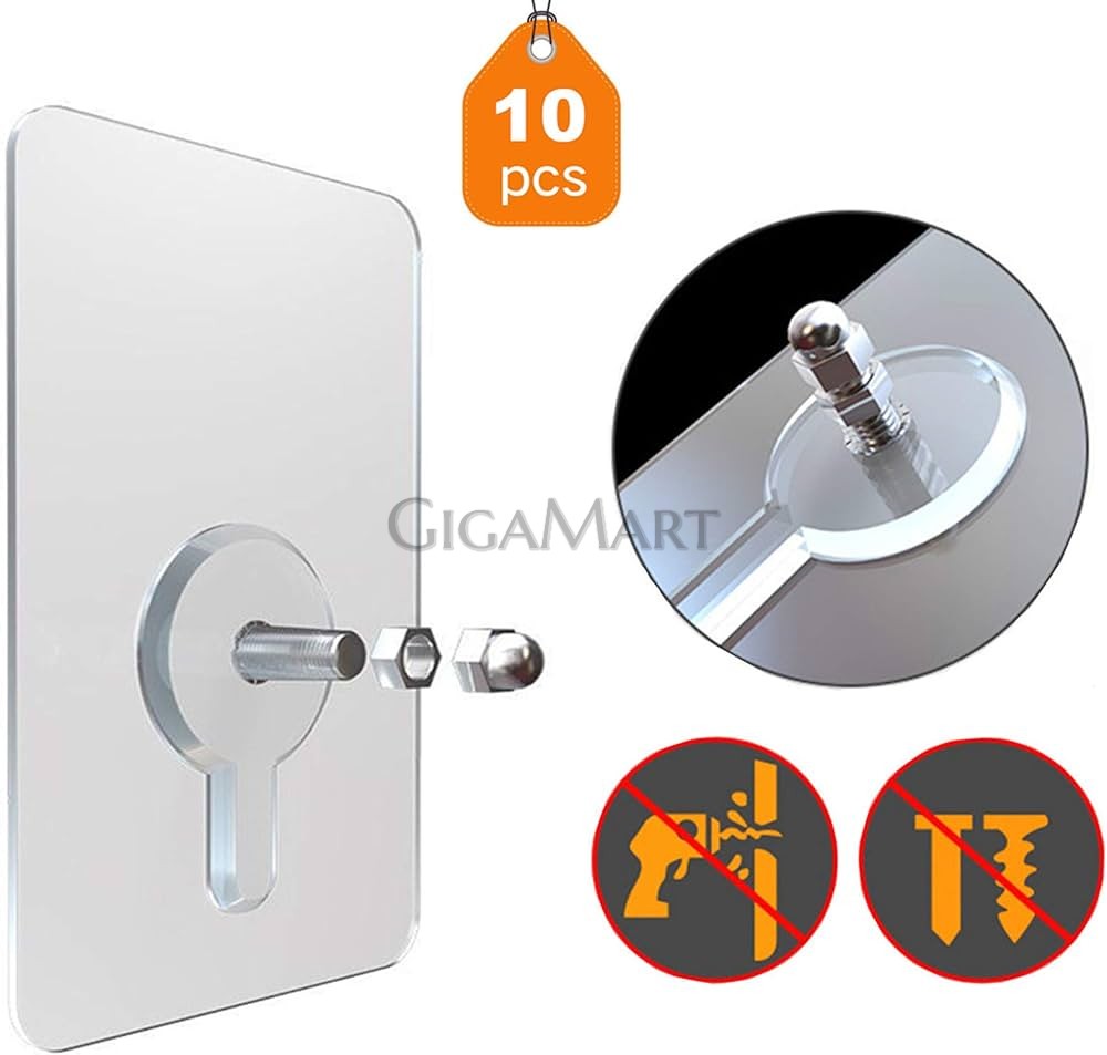 Self Adhesive Nail Screw Hook for Bathroom and Kitchen, No Drill Sticker Screw