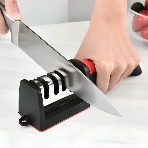 Fabs24 Chefa  s Choice Professional Manual Knife Sharpener | Three-Stage Precision Sharpening System for Optimal Blade Performance | Knife Sharpener for Kitchen | (Manual Knife Sharpener)
