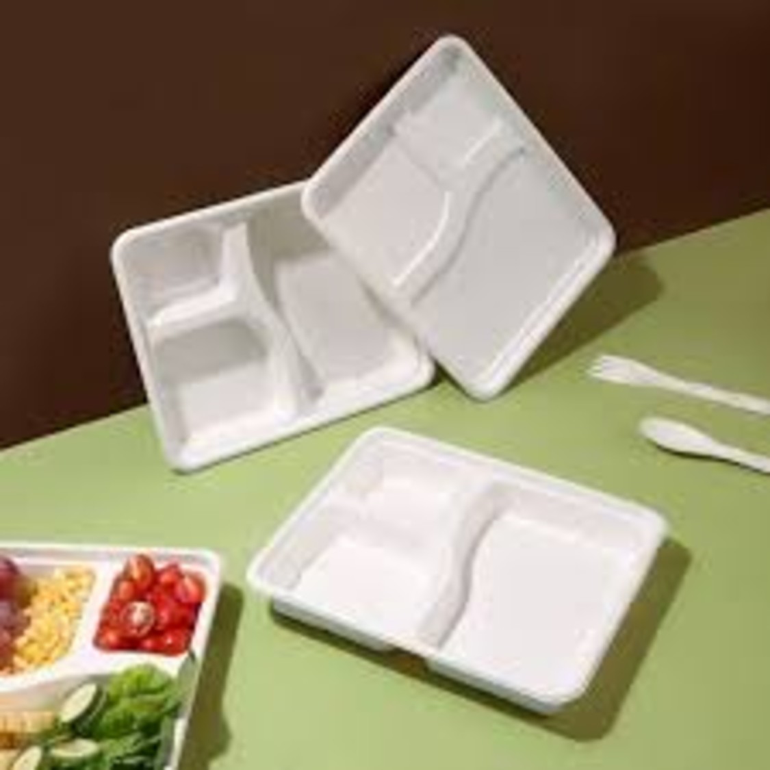3 CP Bagasse Disposable Meal Tray