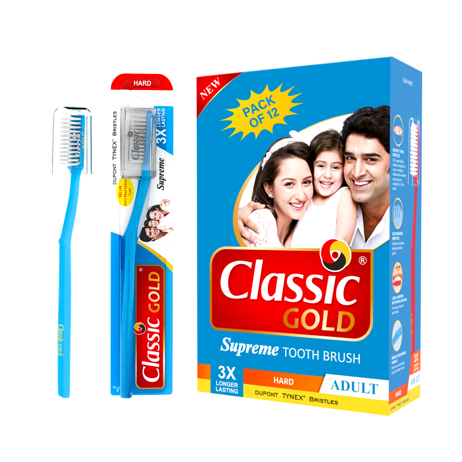 Classic Gold Supreme Manual Adult Toothbrush - Color: Blue