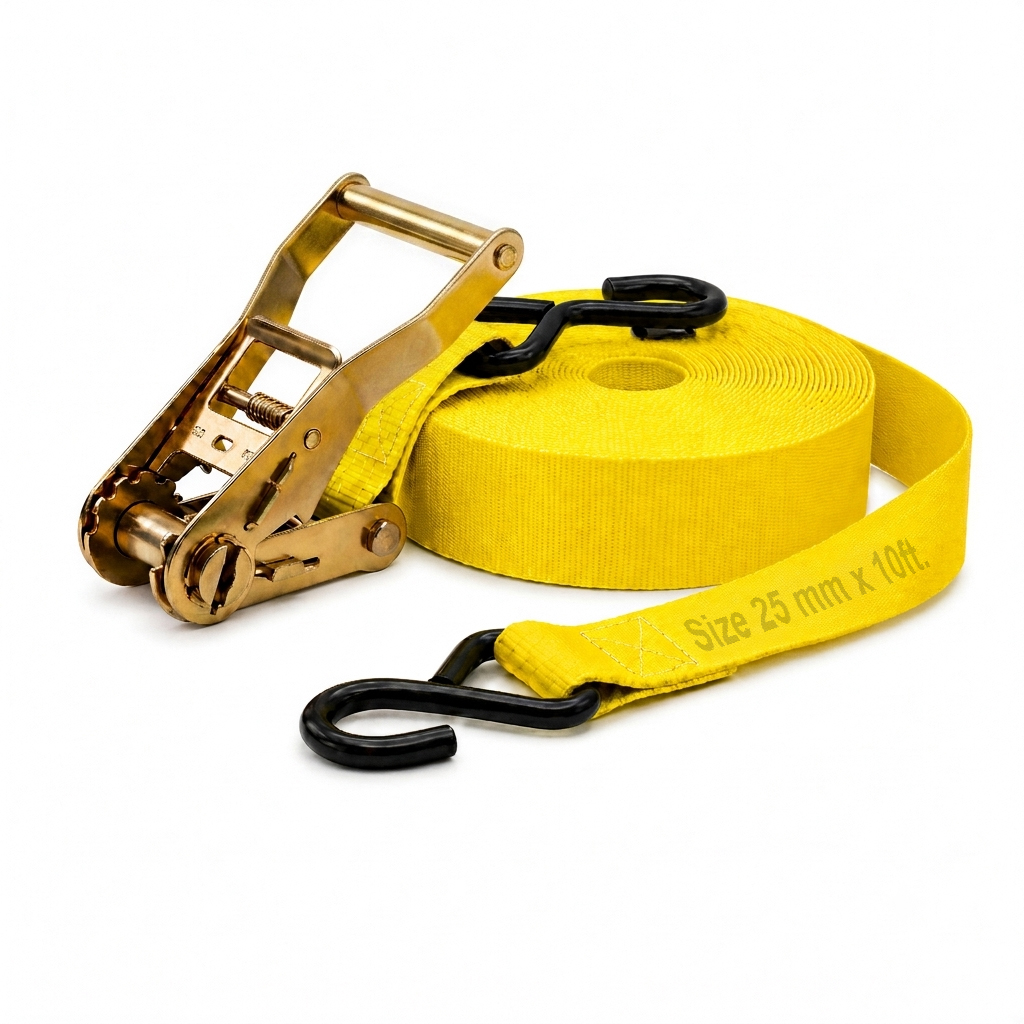 1 X 10 Inch Tie Down Ratchet Straps - Zinc-Plated Steel Gray Manual Operation Durable Strong Design