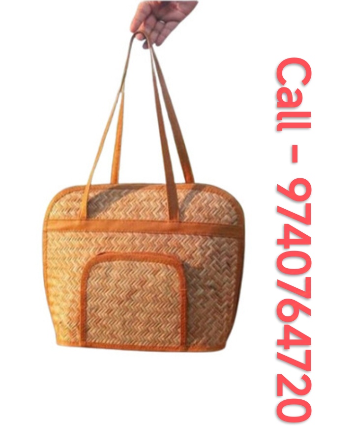 Bamboo Handicraft Ladies Sital Pati Clutch Purse - Color: Brown