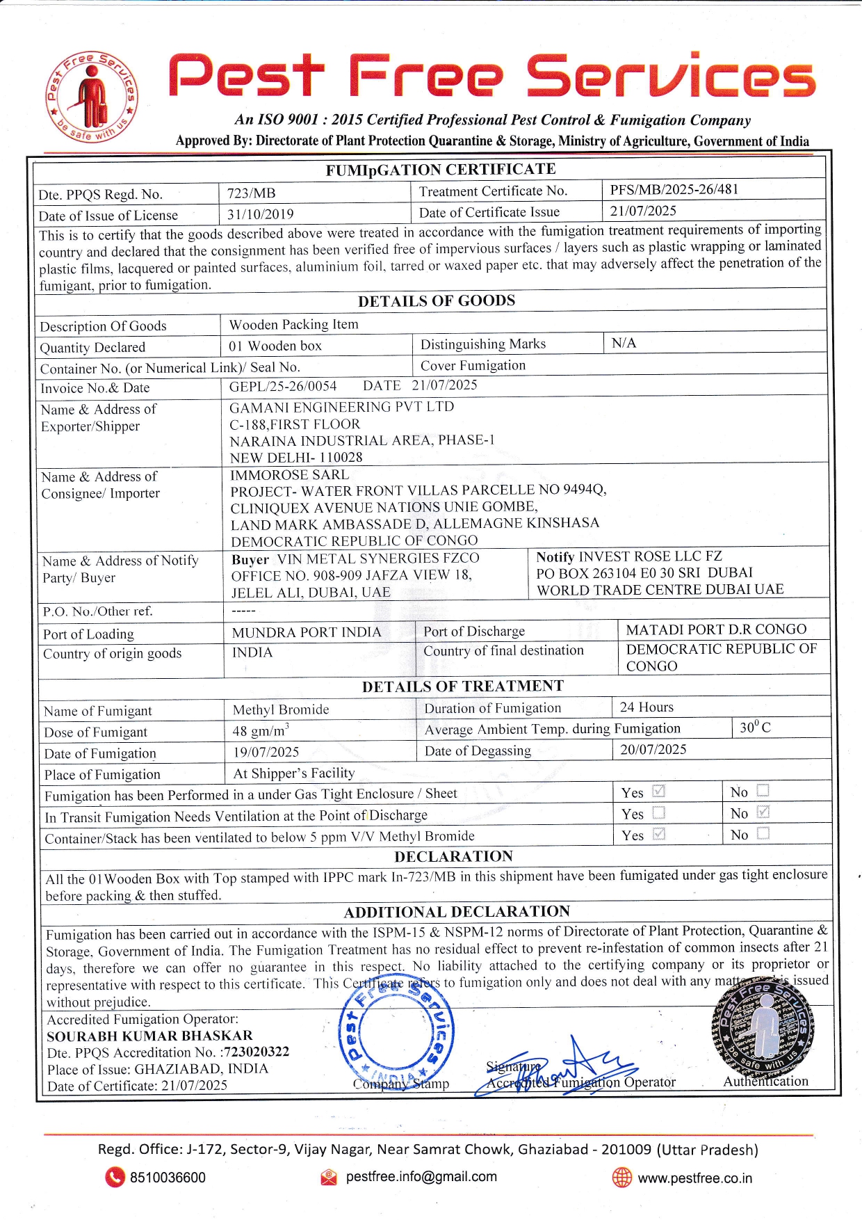 ISPM 15 Treatment