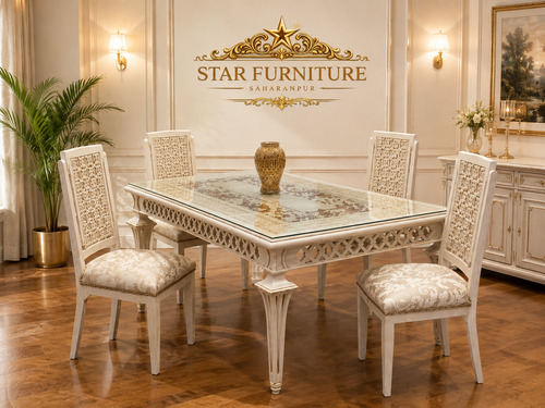4 Seater Teak Wood Rectangular Dining Table Set - Application: Home