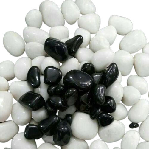 White and Black Machine Polished Mix Pebbles and Decorative Pebbles Stone