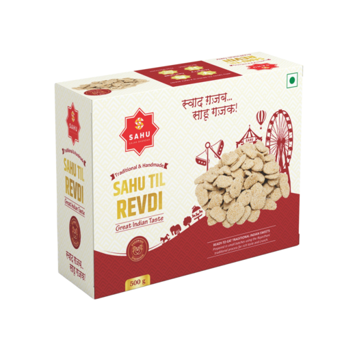 Sahu Crispy Gajak Revdi - Sesame Seeds, Jaggery | Crispy, Tasty, Handmade, Natural, Gluten Free, Long Shelf Life, Hygienic