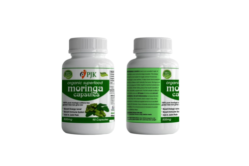 Organic Moringa Leaf Capsules - Veg Shell Size 00 Green Color | 100% Natural Ayurvedic Medicine for Hemoglobin and Bone Strength