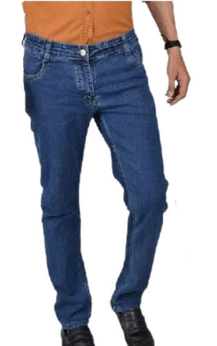 Mens Comfortable Washable No Fade Slim Fit Plain Dyed Denim Jeans