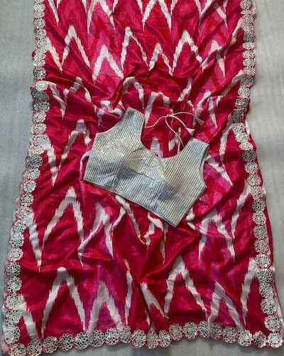 Women Heavy Chinnon Fabric Saree with Beautiful Digital Print