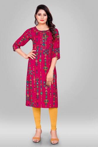 Women Plan Foil Print Designer Kurtis