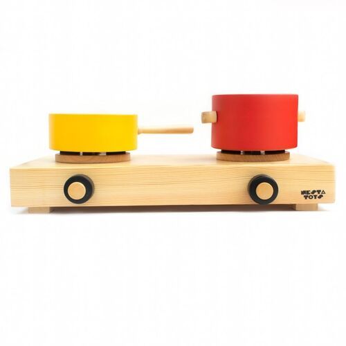 Wooden Gas Stove And Cooking Set Toys For Kids (10 Pcs)