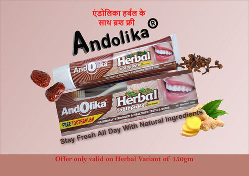 Andolika 100% Herbal Anti-Cavity Regular Toothpaste, 150gm Pack