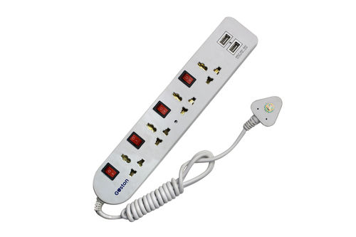  व्हाइट 4+4 स्मार्ट USB एक्सटेंशन पावर स्ट्रिप