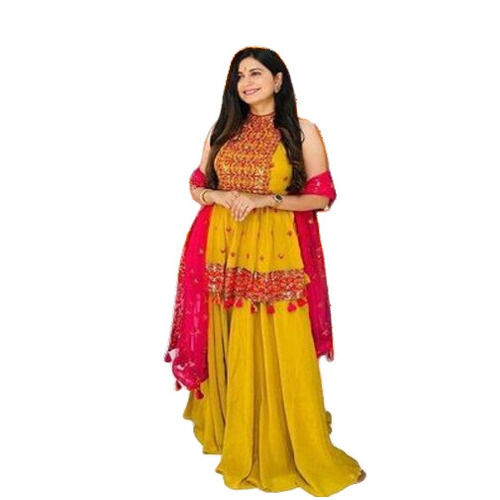 Womens Heavy Faux Georgette Fancy Embroidered Salwar Suit