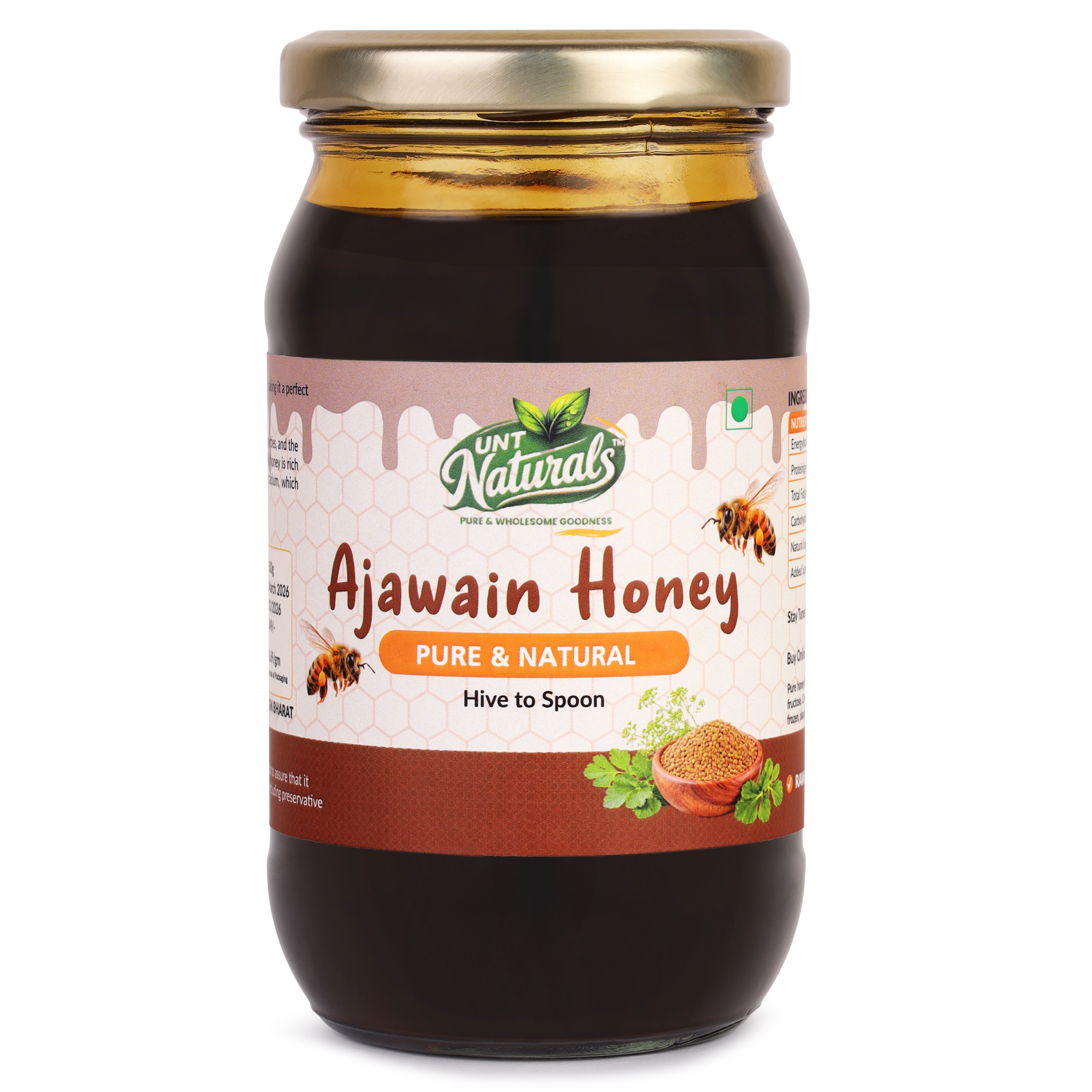 Rich In Taste Ajwain Honey - Food Grade | Unique Blend From Ajwain Flowers, Distinctive Flavor, Amber To Dark Brown Hue, Ethically Sourced