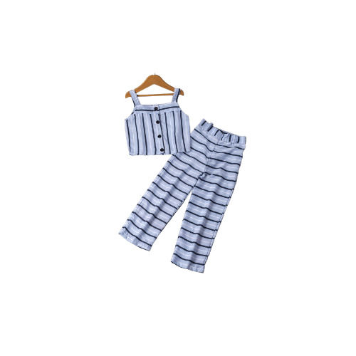 Girls Western Blue Stripe Dress Set