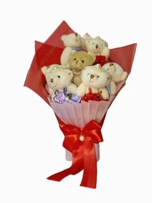Teddy Bears Bouquets - Cotton and Fabric Blend, Small Beige Antibacterial Unisex Decorative Trees for House Gifting | Lightweight, Washable, Soft Material