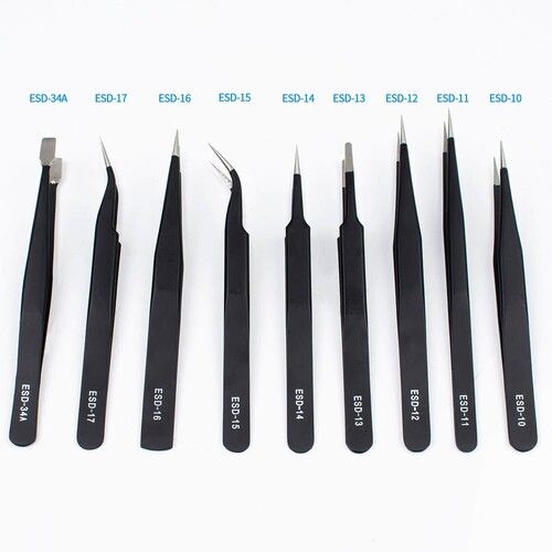 Esd Metal Tweezers - Color: Black