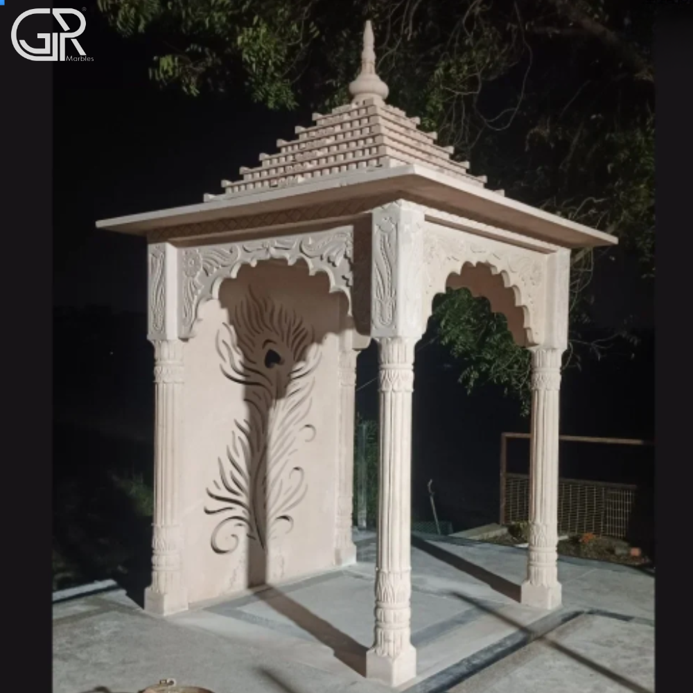 Polished Sandstone Chhatri - Color: Red
