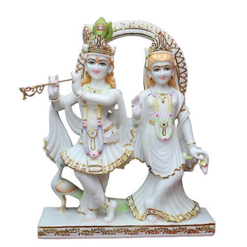 Marble Radha Krishna Murti - Color: White